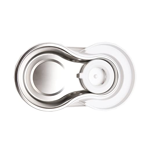 RIZZARI 6.5L Stainless Steel Dog Water Dispenser:Anti Spill for Medium Dogs | Stainless Steel Bowl / No Electricity / Gravity Auto Refill / Stable Base / Easy Cleaning / Home Use - color: White, size: 6.5L