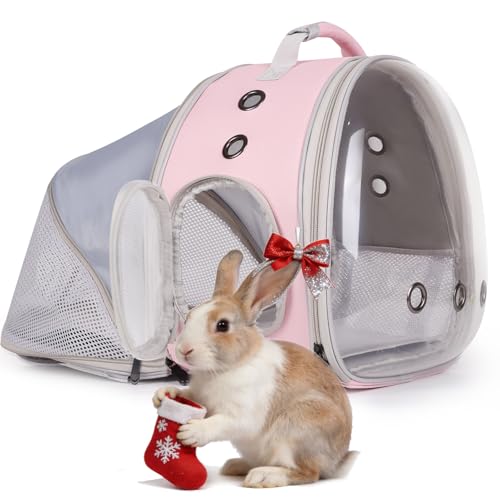 WEVONIGU Expandable Small Animal Backpack Carrier with Clear Bubble Window Large Space Travel Cage for Hedgehog Rat Parrot,Bearded Dragon,Sugar Glider,Airline Approved (Pink, BE Backpack) - color: Pink, size: BE Backpack