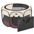 Portable Pet Playpen Puppy Pen Dog Tent Cat Playpen | 8-Panel Indoor/Outdoor Puppy Pen with Shade Cover & Travel Bag - Waterproof Dog Cat Tent - color: Brown, style: Large(45"x45"x24" with free bonus)