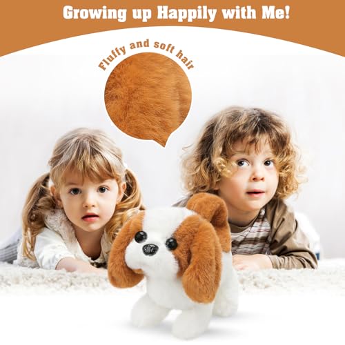 KSABVAIA Plush Saint Bernard Toy Puppy Electronic Interactive Dog - Walking, Barking, Tail Wagging, Stretching Companion Animal for Kids Toddlers - color: Saint Bernard Dog