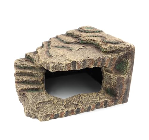 Resin Reptile Hideouts Cave Habitat Decor, B- Extra Large | For Gecko, Leopard Lizards, Toad, Turtle