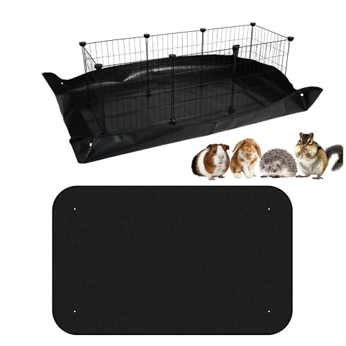 Rabbit Cage Liner, Waterproof PVC Mat, 59x39 Inch Black | Snap edges help contain mess while waterproof PVC protects floors. Wipes clean for daily rabbit cage use.