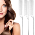 Leinuosen 3 Pack Rat Tail Comb Carbon Fiber,Clear | Steel Pin Tail for Sectioning, Heat Resistant Teasing, Pick Comb for Women Wig Styling, Fishtail Design for Salon Updos - color: Clear