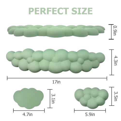 Cloud Wrist Rest Keyboard, PU Leather Wrist Rest for Computer Keyboard | Ergonomic Keyboard Wrist Rest with Memory Foam, Cute Mouse Wrist Rest for Gaming, Office, Computer, Pain Relief, Pastel Green - color: Pastel Green