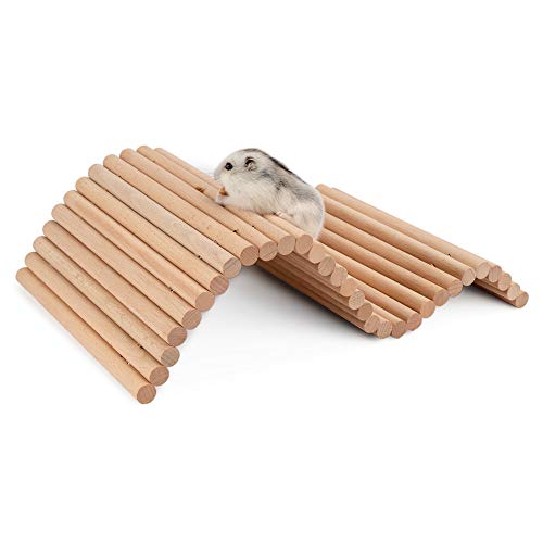 Niteangel Hamster Climbing Ladder Wooden Suspension Bridge for Guinea Pigs Rats Hedgehog Gerbils Mouse Sugar Glider and Other Small Animals (Medium) - size: 15.7" x 7.9"