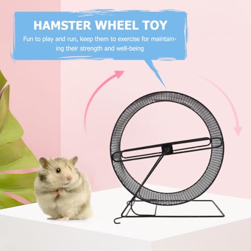 Mikikit Silent Hamster Running Wheel 11.02×10.23×5.90In Metal Mesh Track Quiet Exercise Toy for Hedgehogs Squirrels Guinea Pigs Indoor Cage Play - color: Black2