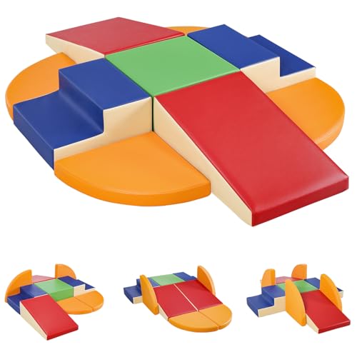 9-Piece Climbing Foam Blocks: Soft PU Leather - Baby Climb and Crawl Activity Blocks - Kids Play Gym Equipment Indoor for Development - style: Classic