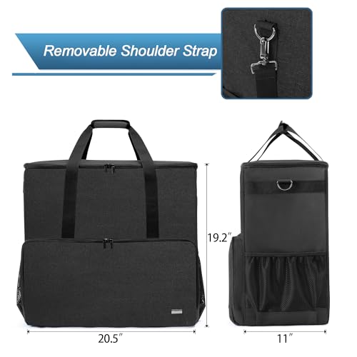 PC Carrying Case, Desktop Travel Bag for Full Computer Tower, Black | Computer Desktop Tower Case with Shoulder Straps Fit ATX/M-ATX Motherboards, Keyboard, Mouse, Cables & Earphones - color: Black