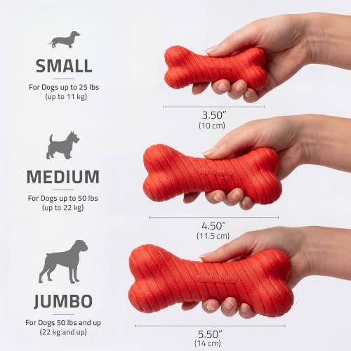 Playology Dual Layer Bone Dog Chew Toy - Jumbo, Beef Scent | Rubber Construction, All Natural Scent, Heavy Duty Design - size: Jumbo, style: Beef