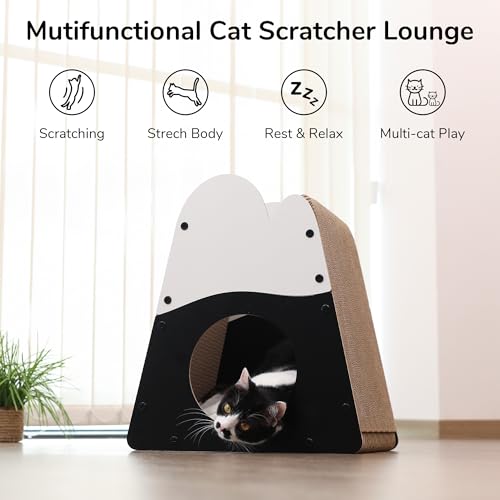 FUKUMARU Cardboard Cat Scratcher, 19.5 Inch Cat Scratching House Indoor | Mountain Shape Vertical Cat Scratcher, Durable Cat Scrathing Pad Board, Kitten Scratching Post for Large Cat, Safe & Secure