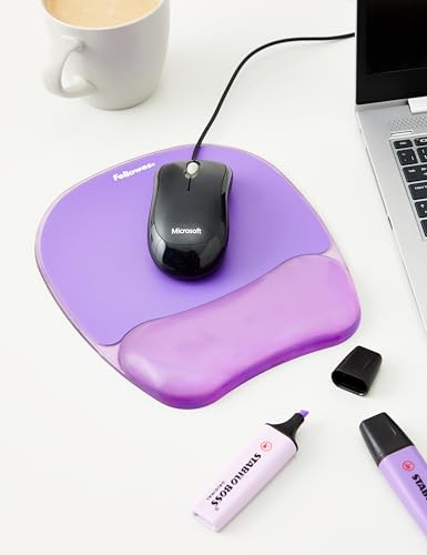 Fellowes Crystals Gel Mouse Pad with Wrist Rest - Purple (91441) (Pack of 4) - color: Purple, size: 9.1L x 7.9W inches (Pack of 4)