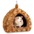 PINVNBY Guinea Pig Hamster Bed Warm Bunny Hideout Dwarf Rabbit Hideway Winter Sleeping Guinea Pig House for Hedgehog Ferret Rat Chinchilla and Other Small Animals（Brown） - color: Brown