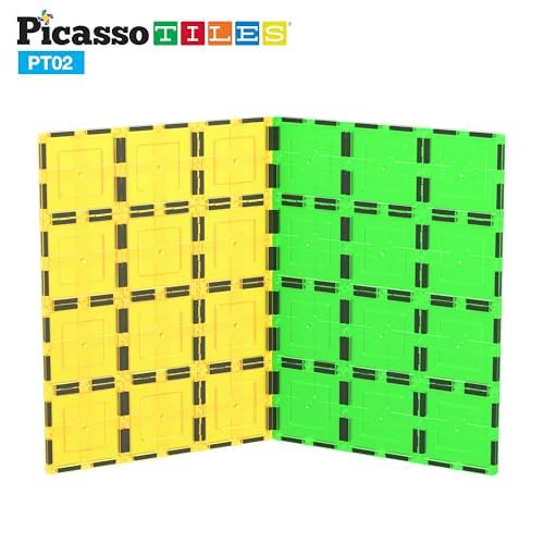 PicassoTiles Kids Toy Magnetic Building Blocks Magnet Tiles Supersized 2pc Large Stabilizer Base Jumbo XL Plate Foundation Education Construction Kit Engineering STEM Children Learning Stacking Set - style: 2 pcs XL Plate
