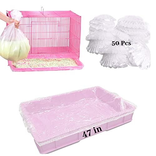 BNOSDM 50 PCS Disposable Rabbit Cage Liner Plastic Guinea Pig Cage Bedding Hamster Litter Pan Bags Universal Toilet Film for Bunny Chinchilla Ferret Hedgehog Small Animals (47") - color: Transparent-50 Pcs
