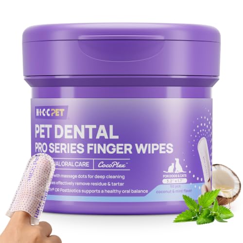 HICC PET Pro Finger Wipes for Dogs & Cats, Mint, 50 Count | Dual-sided textured wipes for routine mouth cleaning and visible food residue, designed for convenient after-meal cleanup - color: Pro Mint, size: 50 Count (Pack of 1)