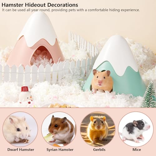 Hamster Hideout, Snowy Mountain Shape Hamster Hide House,Cute Small Animal Habitat Hideaway Hut for Syrian Hamsters, Mice, Gerbils, Rats (Pink) - color: Cute Pink