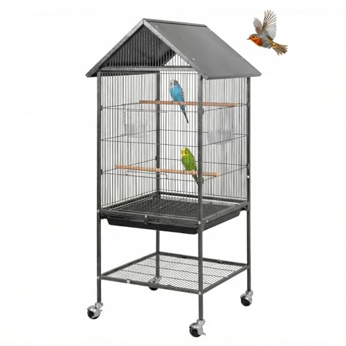 Garvee 50" h Bird Cage, Outdoor Large Parakeet Cage with Roof, Storage Shelf for Parakeets, Cockatiels, Lovebirds