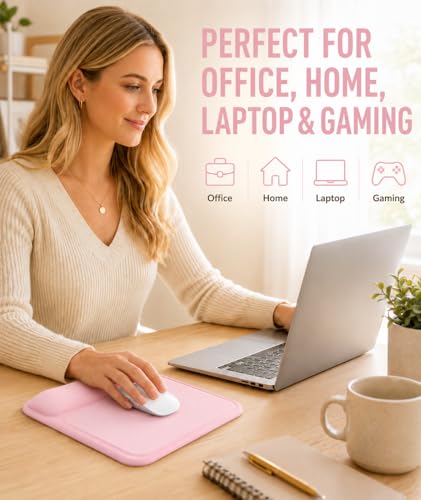 Ergonomic Mouse Pad with Wrist Rest, Gel Mousepad with Soft Wrist Support, Non-Slip PU Base, Smooth Surface Mouse Pad for Wrist Pain Relief, Computer Laptop Office Home & Gaming (Pink) - color: Pink