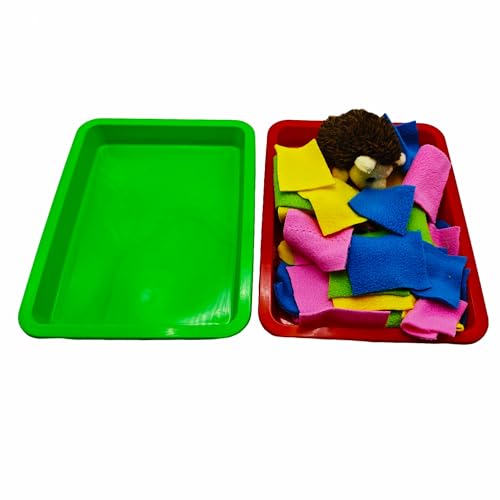 2 Pack Hedgehog Dig Box with Fleece Strips for Hedgepig Sugar Glider Dig Box Hedgehog Enrichment Foraging Cage Clutter Activity Toys