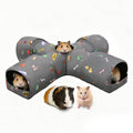 4-Way Small Pet Tunnel with Top Cave, Collapsible Interactive Hideout Tunnel for Hamster, Guinea Pig, Gerbil, Chinchilla, Dwarf Rabbit & Other Small Animals - color: Standard 4-Way