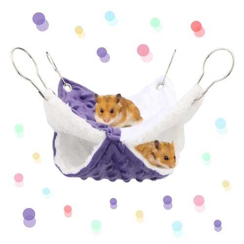 7.9x7.9Inch Guinea Pig Hammock, Rat Hammock & Ferret Hammock for Cage - Small Animal Hanging Bed with Metal Hooks for Chinchilla, Sugar Glider, Parrot (Bunk Bed Design,Small) | Soft arctic fleece, sleep/hide/play, machine washable, hooks easy hang, 7.9"x7