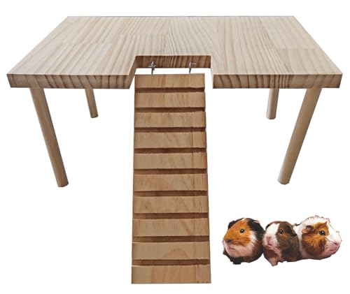 Wooden Hamster Platform Ladder Toy Climbing Stairs, Wood Gerbils Climbing Bridge, Guinea Pig Ramp, Pet Cage Accessories, Small Animal Hedgehog Chinchilla Stand Platform