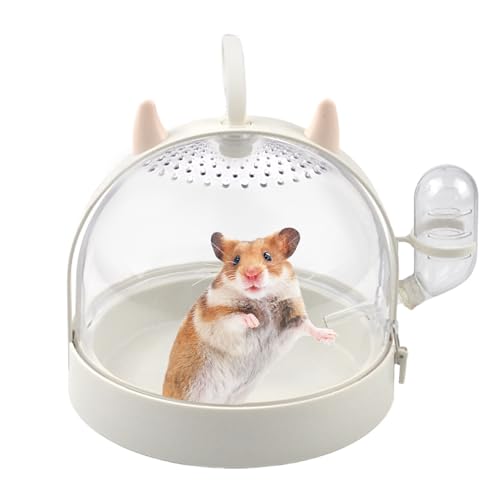Hamster Portable Cage Travel Case,Hamster Carrying Cage High Permeability Guinea Pig Travel Cage with Water Bottle Travel Carrier for Gerbils Mice Guinea Pigs Sugar Glider(White) - color: 【White】