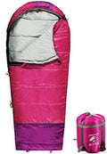 REDCAMP Kids Mummy Sleeping Bag for Camping, 3 Season Cold Weather Sleeping Bag Fit Boys,Girls & Teens, Blue/Rose Red - color: Pink with 2.4lbs Filling