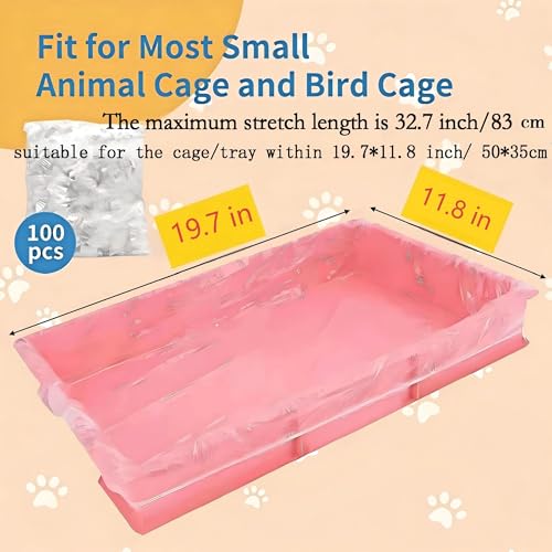 100 Pcs Disposable Cage Liners 19.7'' X 11.8'' - Clear, Plastic Toilet Film for Bunny, Hamster, Totoro, Hedgehog, Guinea Pig & Small Animal Habitats - color: Medium（19.7'' X 11.8''）, size: 1 Count (Pack of 100)
