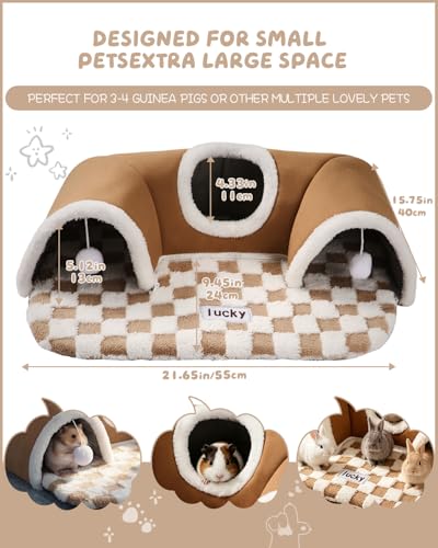 Extra Large Guinea Pig Hideout Tunnel, 22Lx16Wx5H Inches, Brown | Pet Tunnel for Dwarf Rabbits, Bunny, Chinchillas, Hamsters, Hedgehogs, Ferrets. Small Animal Tubes & Tunnels. Eay Assembly - color: Brown