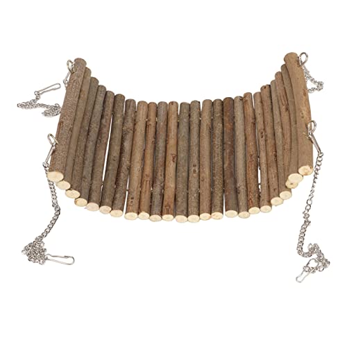Hamster Wooden Swing, Natural Large Space Climbing Playing Toy with Hanging Chain for Parrots Gerbils and Similar Size Pets (15 * 30CM) - size: 15*30CM