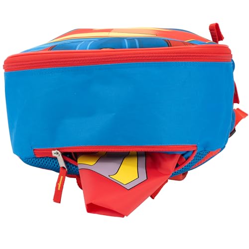 AI ACCESSORY INNOVATIONS Superman 2 Piece Backpack Set, Boys 16" Superhero School Bag with Detachable Cape, Lunch Box - color: Superman