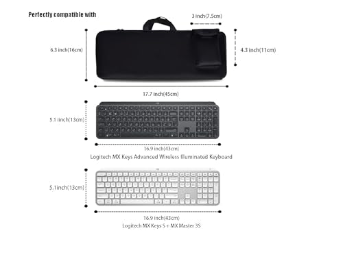 Keyboard Sleeve Travel Case for Logitech MX Keys Keyboard(Black) | Keyboard Case with Mouse Storage & Cable and Charger Pouch, Soft Neoprene Waterproof shockproof - color: Black