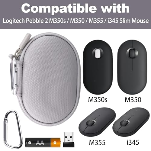 co2CREA Hard Case for Logitech Pebble M350/M350s/M355/i345 Mouse, Off White | Travel Protection, Soft Anti-Static Lining, Hard EVA Shell, Shockproof Dustproof Water Resistant - color: Off White Case