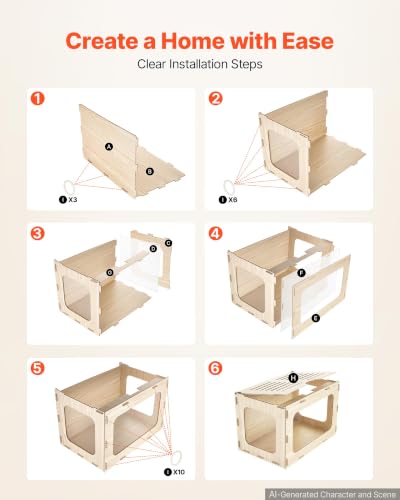 VEVOR Wooden Hamster Cage 23.8"x15.9"x15.9" 270° Viewing Hamster Habitat, Chewproof Small Animal Cage with Openable Top, Large Pet House Wood Enclosure for Syrian/Dwarf Hamsters, Guinea Pigs, Gerbils - size: 23.8"L x 15.9"W x 15.9"H