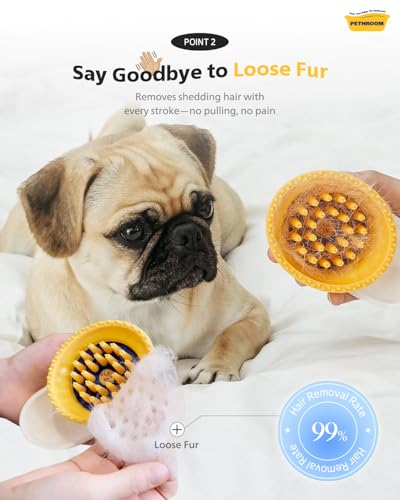 PETHROOM Silicone Cat Brush for Shedding – Gentle Grooming & Relaxing Massage, Light Deshedding Tool, Removes Loose Fur & Dander, Safe for Sensitive Skin, Cats, Dogs & Rabbits