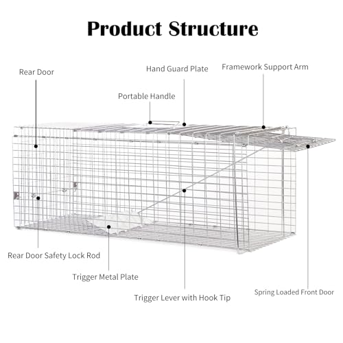 37 Inch Live Animal Trap | Animal Trap for Cats,Raccoons,Rabbits,cat Trap for Stray Cats,Live Traps for Raccoons,Steel Foldable with Pedal Triggers