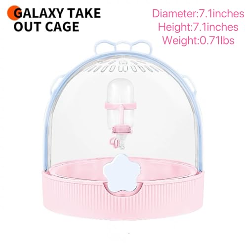 TUTU&LELE Travel Cage for Dwarf Hamster Mice Small Pets Hand Crossbody Carrier with Warm Plush Pad & Water Bottle (Blue) - color: Blue