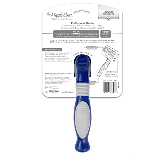 Four Paws Magic Coat Professional Series Grooming Essentials - Trimmers, Nail Clippers, and Brushes for Pets | Cat de-shedding brush, removes loose hair, smoothes coat, designed with a curved head, ergonomic handle