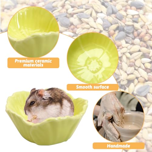 Tfwadmx 2 Pcs Hamster Food Bowl, Ceramic Dwarf Hamster Food Bowl Feeder Water Rat Bowl Small Animal Food Dish for Golden Bears, Hedgehogs, Dutch Pigs, Parrots (Yellow) - color: Yellow