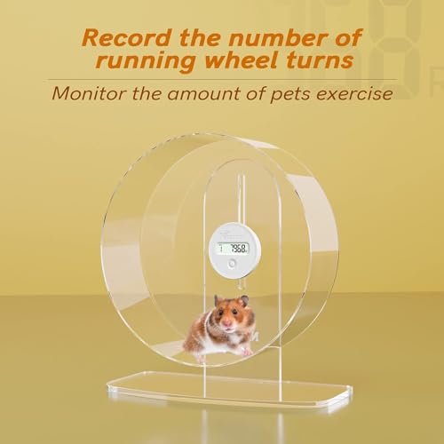 Niteangel Super-Silent Hamster Exercise Wheels with Pedometer- Quiet Spinner Hamster Running Wheels with Adjustable Stand for Hamsters Gerbils Mice Or Other Small pet
