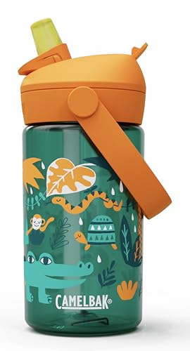 CamelBak Thrive Flip Straw Kids Water Bottle with Bite Valve, Tritan Renew Design for School and Travel, 14oz, Jungle Animals - color: Jungle Animals