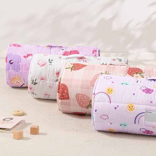 david's kids Minky Toddler Nap Mat with Pillow and Minky Fleece Blanket, 55"x23",Ultra Soft Slumber Bags for Kids, Perfect for Preschool, Daycare, Kids Sleeping Bags with Rollup Design, Rainbow - color: Rainbow