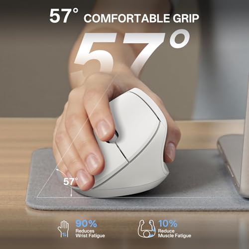 PHILIPS SPK7628 Ergonomic Mouse, Vertical Wireless Mouse for S/M Hands | 2.4 GHz Wireless Mouse for Laptop and Desktop, 800/1200/1600 DPI, 6 Silent Buttons, Right-Handed, Lightweight, Auto Sleep - color: White