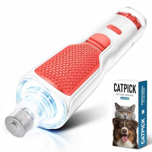 7-Speed Dog & Cat Nail Grinder with Light - Ring LED Safe to Avoid Overcut, Quiet Low Vibration & Powerful Fast, Cordless Rechargeable Toenail Trimmer for Small & Large Puppy & Breeds Paws(White) - color: White