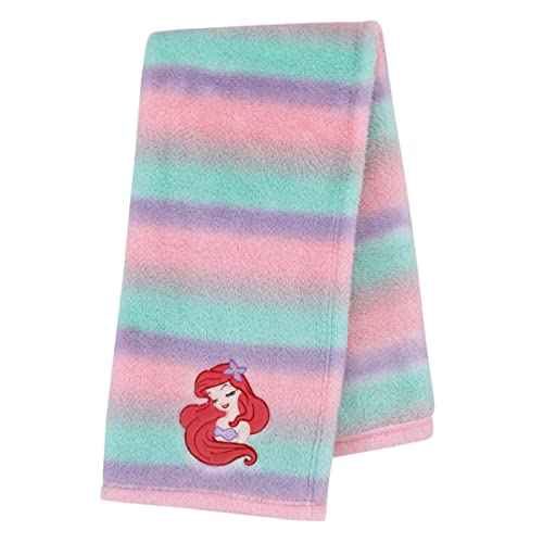NoJo Disney Ariel Watercolor Wishes Pink, Lavender, Aqua, and Orange, One of a Kind Ombre Sherpa Super Soft Baby Blanket - color: Ariel Watercolor