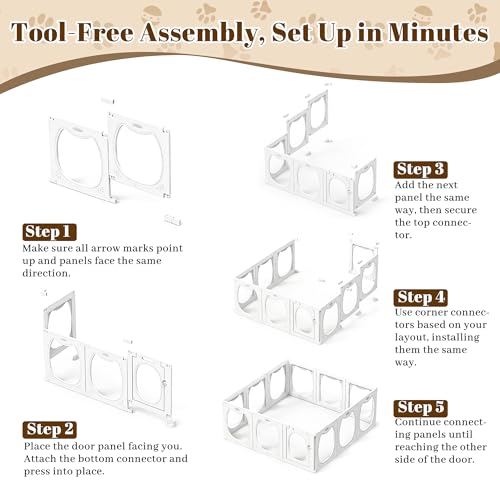 Clear Acrylic Dog Playpen Indoor with Toy & Door (24" H, 10 Panels, White) | Transparent Puppy Playpen for Dogs, Cats, Rabbits or Small Pets, Indoor Modern Dog Play Pen for Home, Easy Clean & Assemble