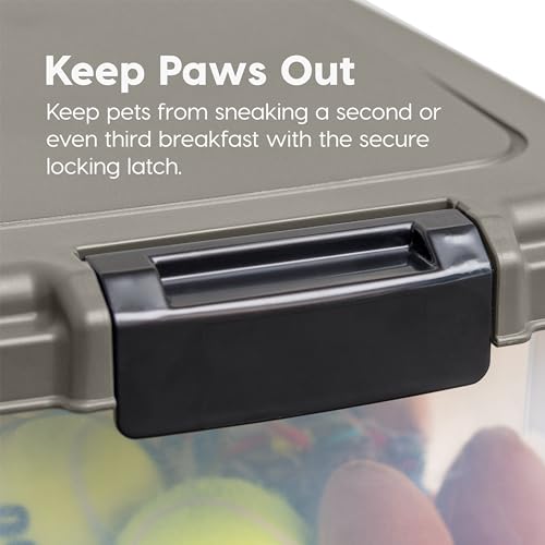 IRIS USA Airtight Dog Food Storage Container Combo, 30 lb & 11 lb Bin | Stackable food storage system includes scoop and wheels to keep kibble, treats, and pet food fresh and organized. - color: Chrome