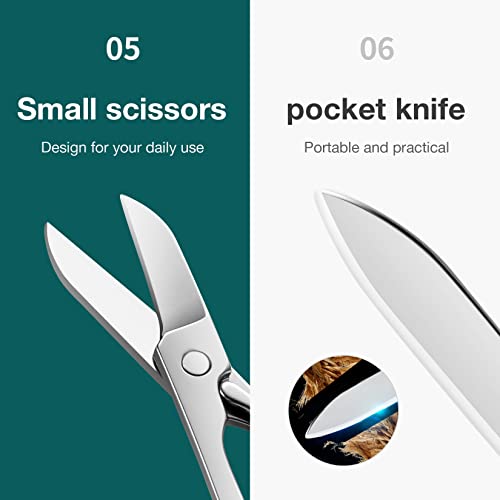 MR.GREEN Multifunctional Nail Clippers Stainless Steel Six Functions Nail Cutter Nail Files Small Knife Scissors (Large) - size: Large