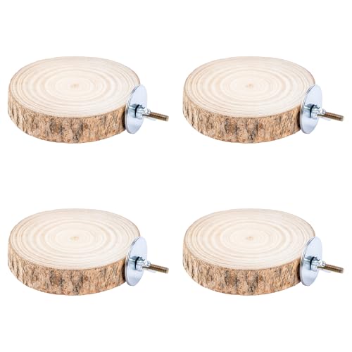 Bird Perches for Cage, 4PCS Natural Wood Bird Cage Accessories for Bird Stand, Round Parrot Flat Perch for Parakeets, Budgies, Cockatiels, Lovebirds, Conures(2.76 inches) - size: 2.76 inches